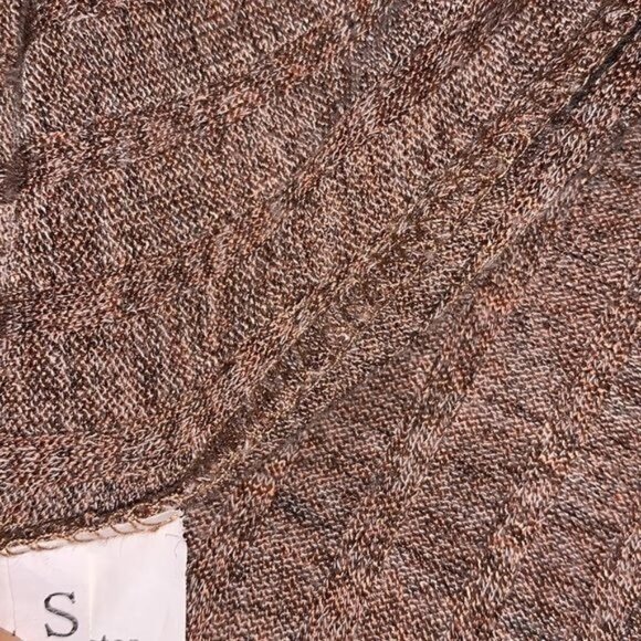 Brown Ribbed 2-Piece Set: Long Cardigan & Top - Size S - Picture 3 of 10